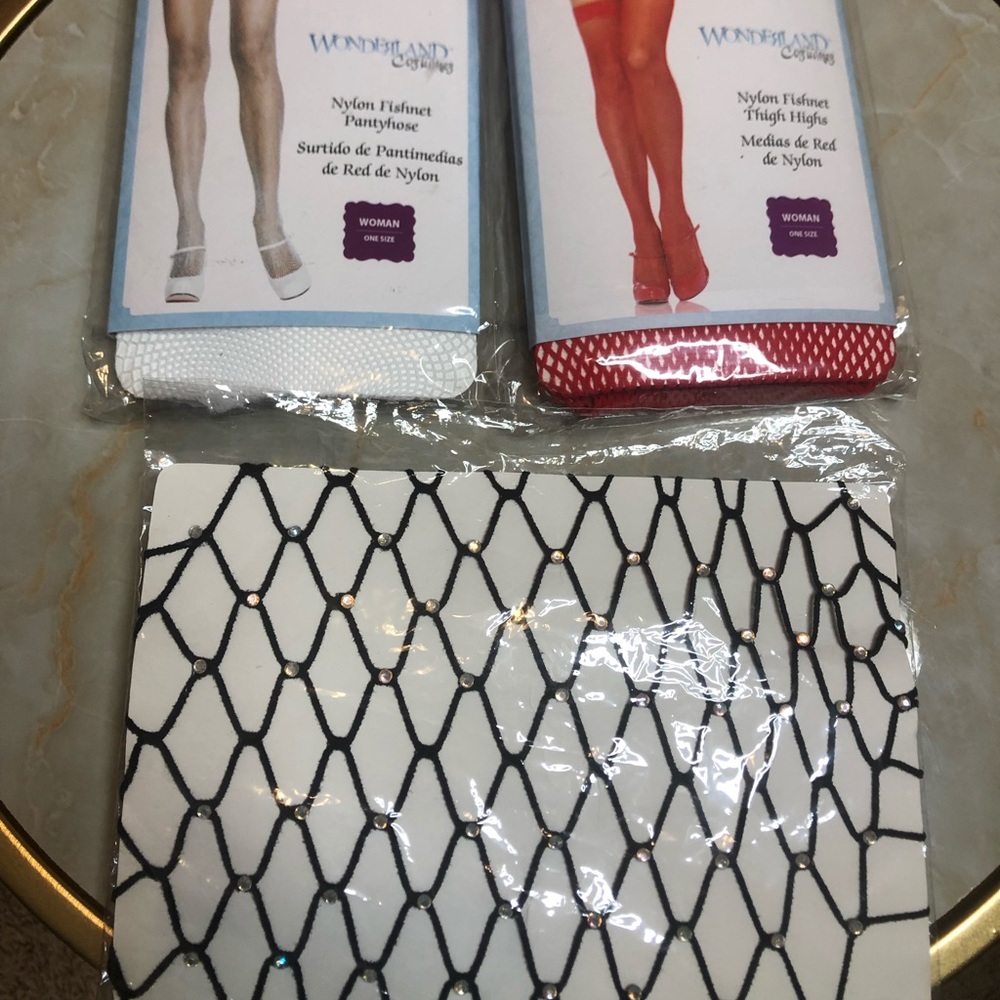 Rhinestone bling Pantyhose and thigh high fishnets